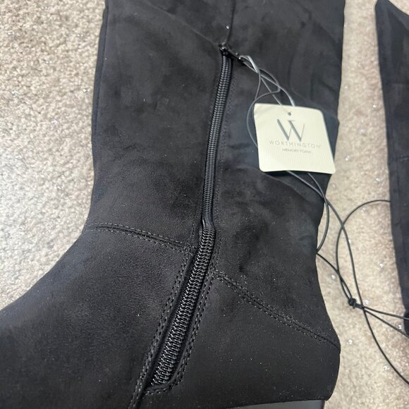 Knee-high Black Faux Suede Boots - Size 8.5 - Picture 7 of 8